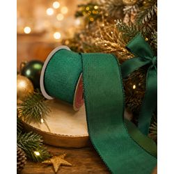Fita Natalina Aramada 6,3cm Verde Lisa 9,14m - 364... - BARBIZAN DECORE