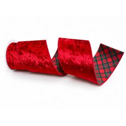 Fita Natalina Aramada 5mts Dupla Face Vermelho Xad... - BARBIZAN DECORE