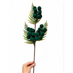 Galho Grande De Natal Berry Bolas Verdes Veludo 68... - BARBIZAN DECORE
