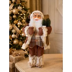 Papai Noel em Pé Esquiador com Presentes Marrom Xa... - BARBIZAN DECORE