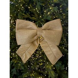 Laço Grande Árvore Natal Dourado Brilho 46cm Laço ... - BARBIZAN DECORE