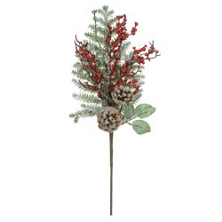 Galho Natalino Grande Nevado Berry E Pinhas Verde ... - BARBIZAN DECORE
