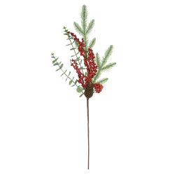 Galho Natalino Grande Nevado Berry E Pinha Verde E... - BARBIZAN DECORE