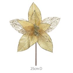 Flor Natalina Bico de Papagaio Dourado Aveludado c... - BARBIZAN DECORE