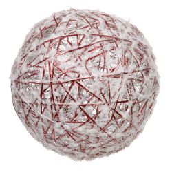 Bola de Natal Decorada Branco e Vermelho 12cm - 38... - BARBIZAN DECORE