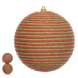 Jogo 2 Bolas De Natal Decorada Vermelho e Verde 10... - BARBIZAN DECORE