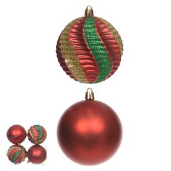 Jogo 4 Bolas De Natal Vermelha Fosca E Texturizada... - BARBIZAN DECORE