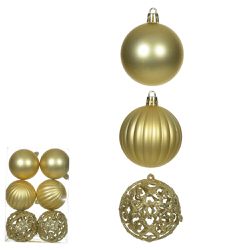 Jogo 6 Bolas De Natal Dourado Com Brilho E Texturi... - BARBIZAN DECORE