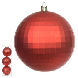 Jogo 3 Bolas Decorada Vermelho Fosco 10cm Natal - ... - BARBIZAN DECORE
