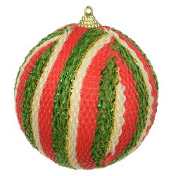 Jogo 2 Bolas De Natal Tecido Colorida Vermelho Ver... - BARBIZAN DECORE