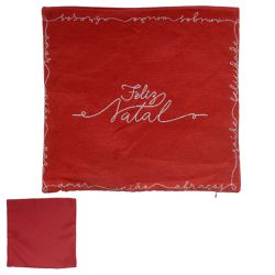 Capa De Almofada Vermelha Tecido Feliz Natal Frase... - BARBIZAN DECORE