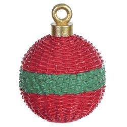 Bola Decorativa Natal Resina Vermelho e Verde 18cm... - BARBIZAN DECORE