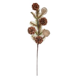 Galho Natalino Verde Com Pinha E Juta 60cm - 38954 - BARBIZAN DECORE