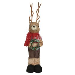 Rena Natal em Pé com Casaco e Cachecol Vermelho 53... - BARBIZAN DECORE