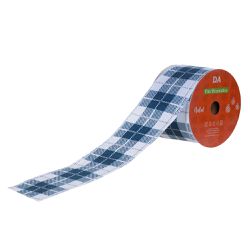 Fita De Natal Aramada 6,3cm Xadrez Azul E Branco 9... - BARBIZAN DECORE