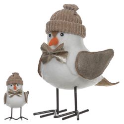 Pássaro Decorativo Natal Bege com Gorro Tricot - 4... - BARBIZAN DECORE