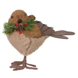 Enfeite Pássaro Natal Sisal Folhas E Pinha 25cm - ... - BARBIZAN DECORE