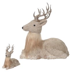 Rena Natal Deitada Sisal Bege 34cm - 39662 - BARBIZAN DECORE