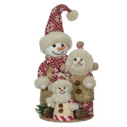 Enfeite Natal Família Boneco De Neve Em Palha 40cm... - BARBIZAN DECORE