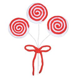 Galho Pick Pirulitos Enfeite Natal Branco Vermelho... - BARBIZAN DECORE