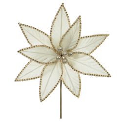 Flor Natalina Poinsetia Veludo Creme com Detalhes ... - BARBIZAN DECORE