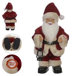 Papai Noel em Pé com Movimento e Som Vermelho e Be... - BARBIZAN DECORE