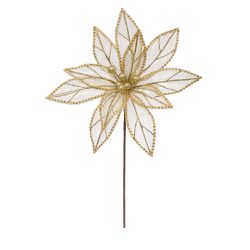 Flor Natalina Poinsetia Dourada Com Brilho - 41948 - BARBIZAN DECORE