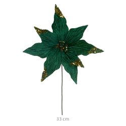 Flor Natalina Poinsetia Veludo com Glitter Dourado... - BARBIZAN DECORE