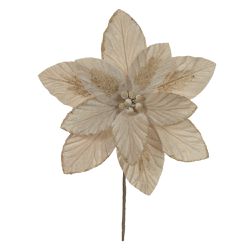 Flor Natalina Poinsetia Flor De Natal Bege Veludo ... - BARBIZAN DECORE