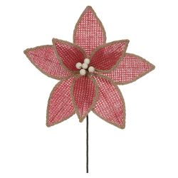 Flor Natalina Rústica Poinsetia Vermelho Juta - 41... - BARBIZAN DECORE