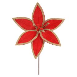 Flor Natalina Vermelha Com Juta Bege Rustica - 414... - BARBIZAN DECORE