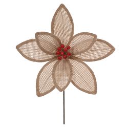Flor Natalina Flor De Natal Rustica Com Berry Verm... - BARBIZAN DECORE