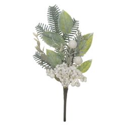 Galho Natalino Verde E Branco 21cm Berry Natal Dec... - BARBIZAN DECORE