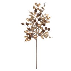 Galho Natal Grande Dourado Azevinho Brilho E Pinha... - BARBIZAN DECORE