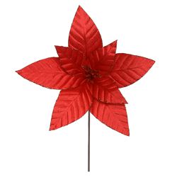 Flor Natalina Poinsetia Veludo Vermelho Flor De Na... - BARBIZAN DECORE