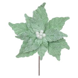 Flor De Natal Verde Claro Detalhes Branco - 42326 - BARBIZAN DECORE