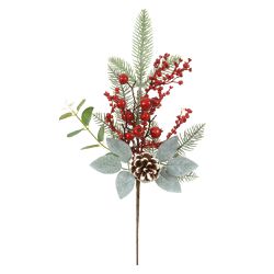Galho Natalino Nevado Berry Pinha Enfeite Árvore D... - BARBIZAN DECORE
