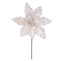 Flor Natalina Poinsetia Rosa Claro Branco Brilho -... - BARBIZAN DECORE