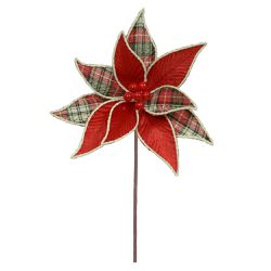 Flor Natalina Poinsetia Xadrez Veludo - 42340 - BARBIZAN DECORE