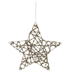 Estrela Pendurar Gliter Aramada Champagne 40cm Nat... - BARBIZAN DECORE
