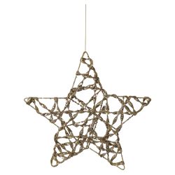 Estrela Pendurar Gliter Aramada Champagne 30cm Nat... - BARBIZAN DECORE