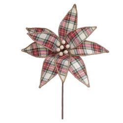 Flor Natalina Poinsetia Xadrez Vermelha Verde - 42... - BARBIZAN DECORE