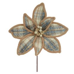 Flor Natalina Poinsetia Flor De Natal Xadrez Bege ... - BARBIZAN DECORE