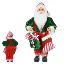 Boneco Papai Noel Em Pé Vermelho e Verde 45cm - 41... - BARBIZAN DECORE