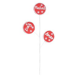 Galho Decorativo de Natal Frases Vermelho e Branco... - BARBIZAN DECORE