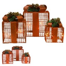 Caixa De Presente Decorativa De Natal 3 Peças Verm... - BARBIZAN DECORE