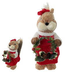 Esquilo Natal Menina Roupa Veludo Guirlanda Decora... - BARBIZAN DECORE