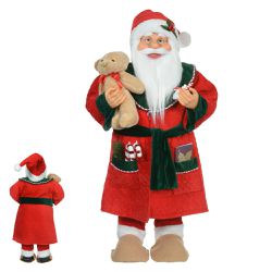 Papai Noel de Pijama Roupão Vermelho 45cm com Ursi... - BARBIZAN DECORE