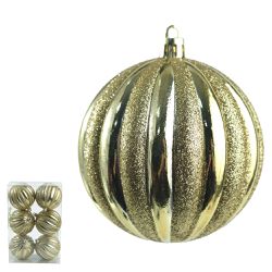 Jogo 6 Bolas Decorada Glitter Dourado Natal 8cm - ... - BARBIZAN DECORE