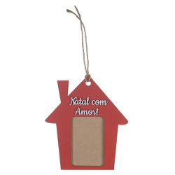 Enfeite Decorativo Foto Casa Natal Vermelho e Bran... - BARBIZAN DECORE
